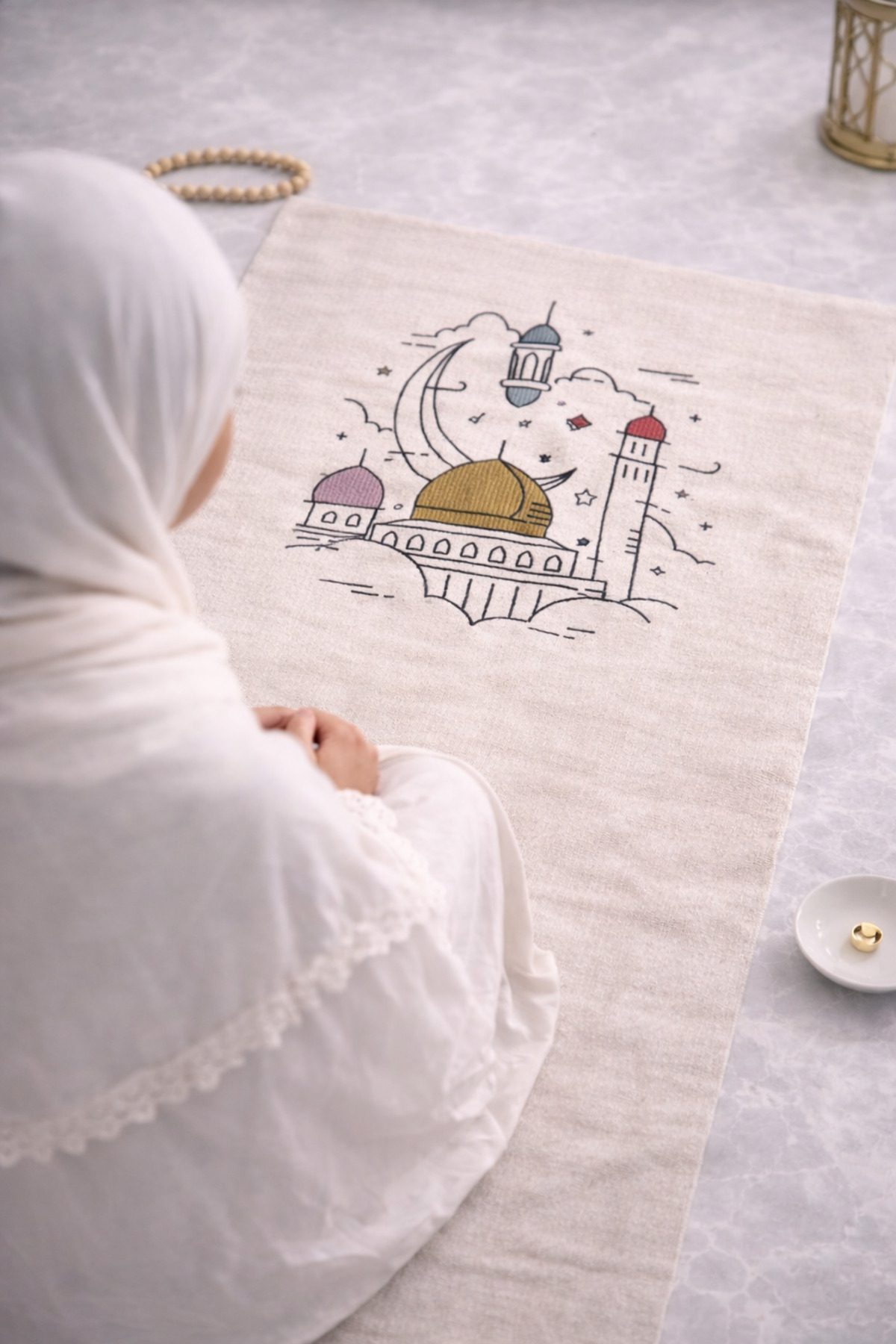 Minimally Embroidered Linen Prayer Sheet - Dowry Gift Bag Prayer Sheet