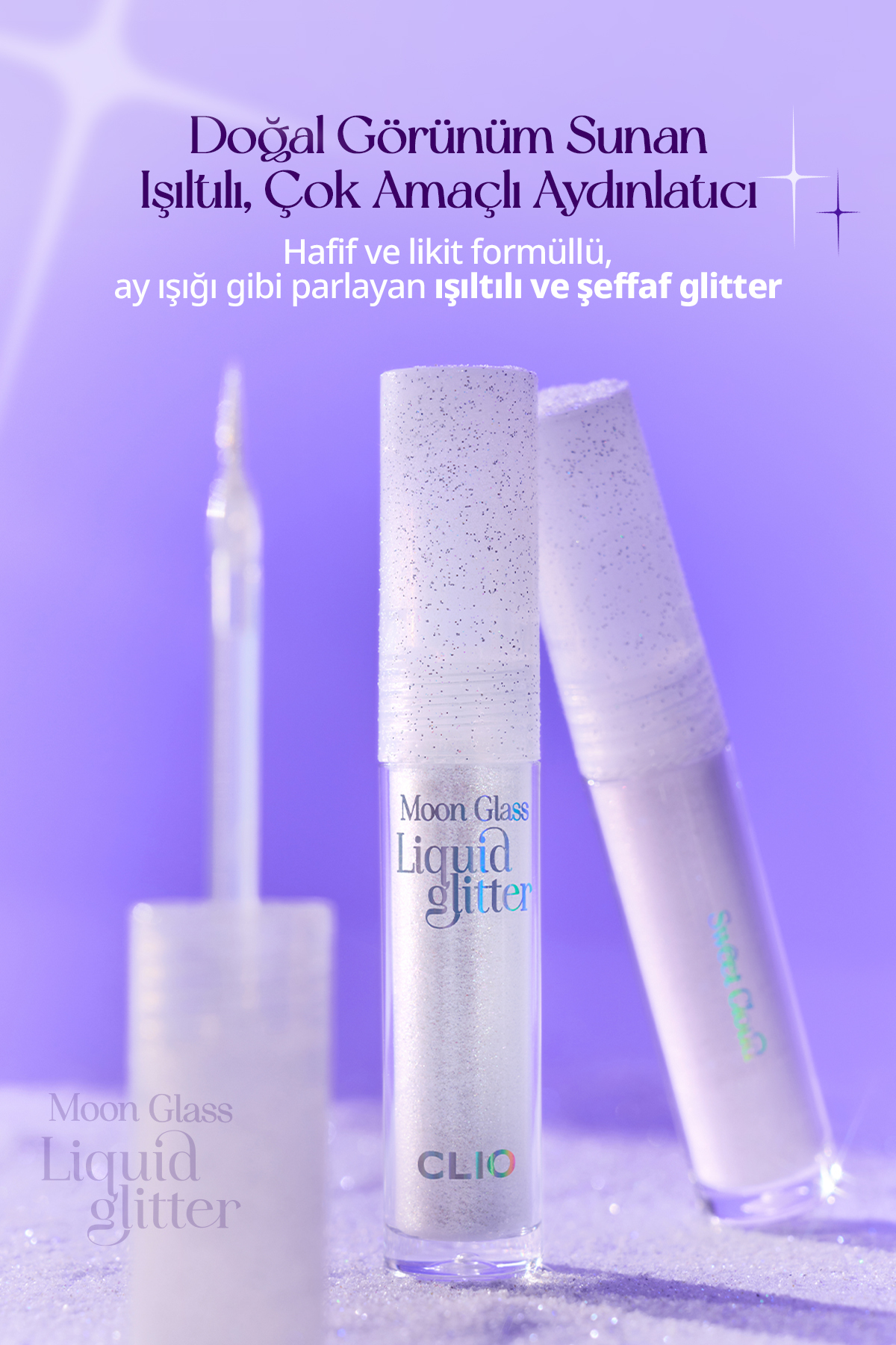 مایع اکلیلی شفاف و درخشان CLIO Moon Glass Liquid Glitter Sweet Cloud (01 Baby Snow) — سفید 111149 — تصویر 4 از 9