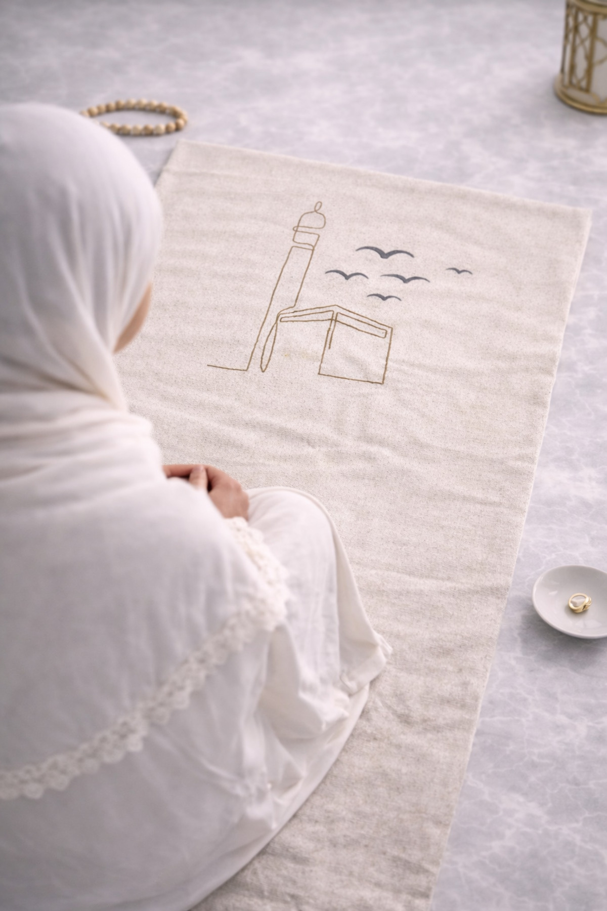 Minimally Embroidered Linen Prayer Sheet - Dowry Gift Bag Prayer Sheet
