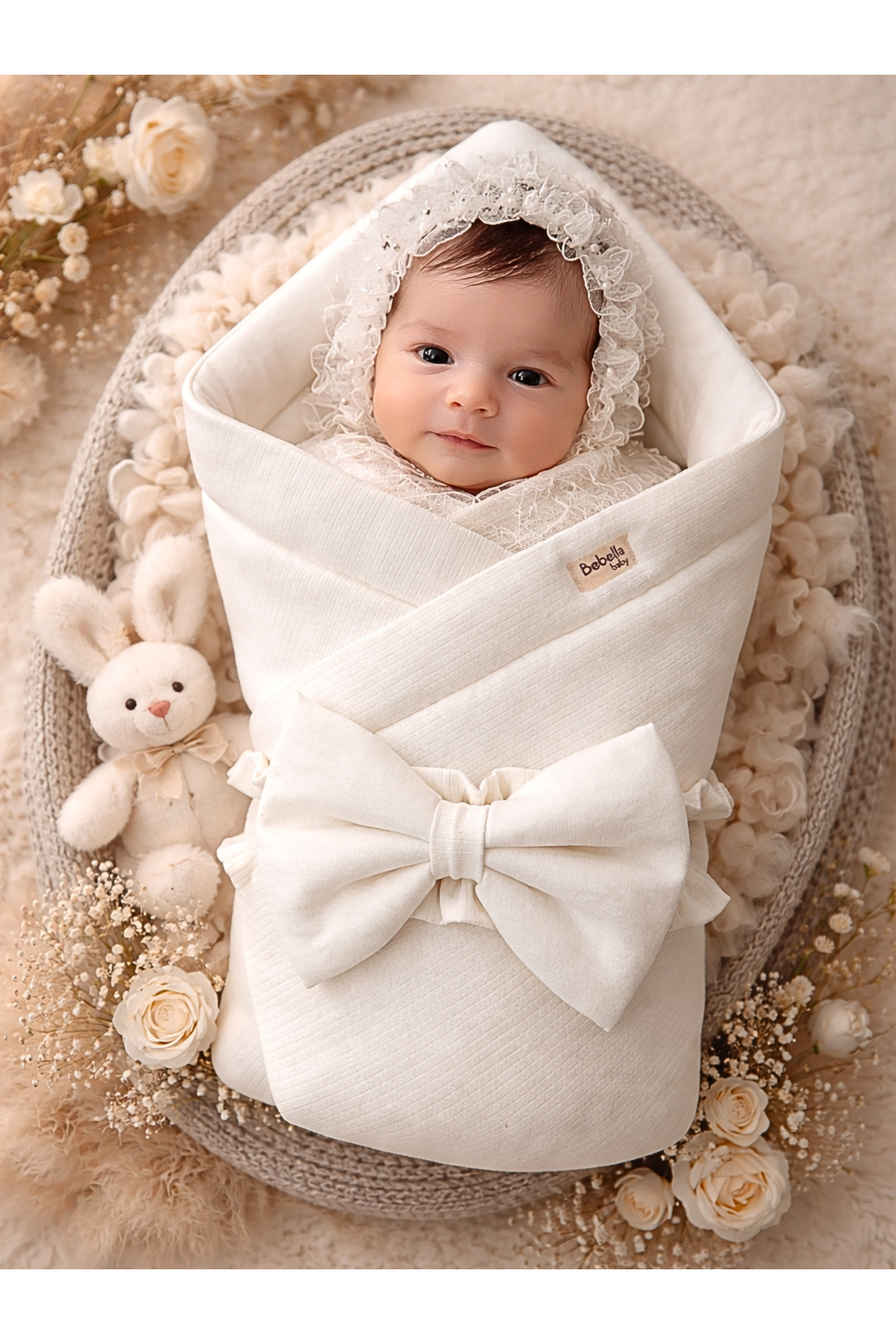 Bebella %100 Pamuklu Bebek Battaniyesi Kundak Kız Erkek Unisex Hastane Çıkışı Yenidoğan fotoğrafı 2 (önizleme)