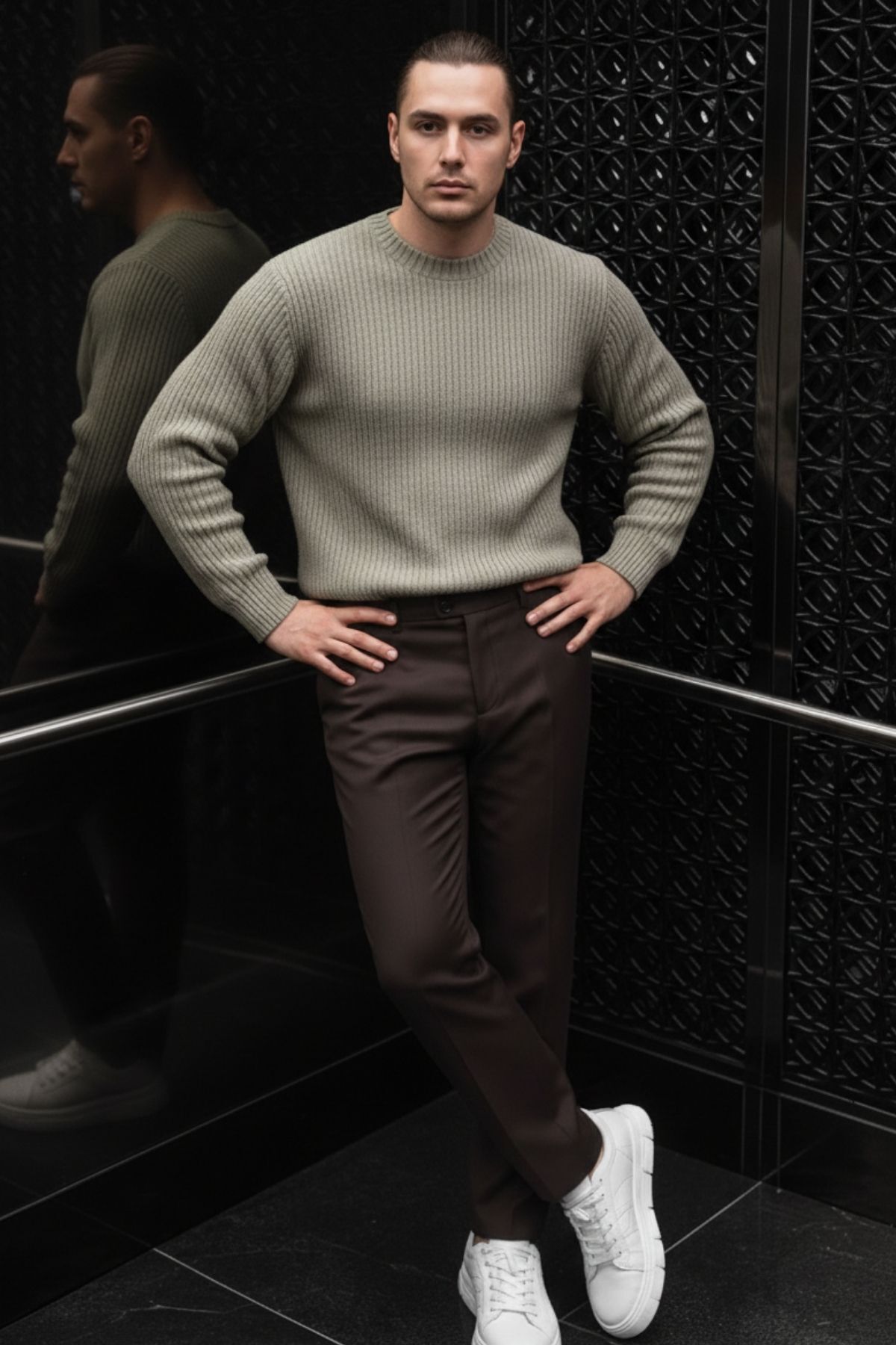 COMBİNE MİCHAİL Erkek Rahat Regular Dar Paça Kahve Pantolon görsel 4