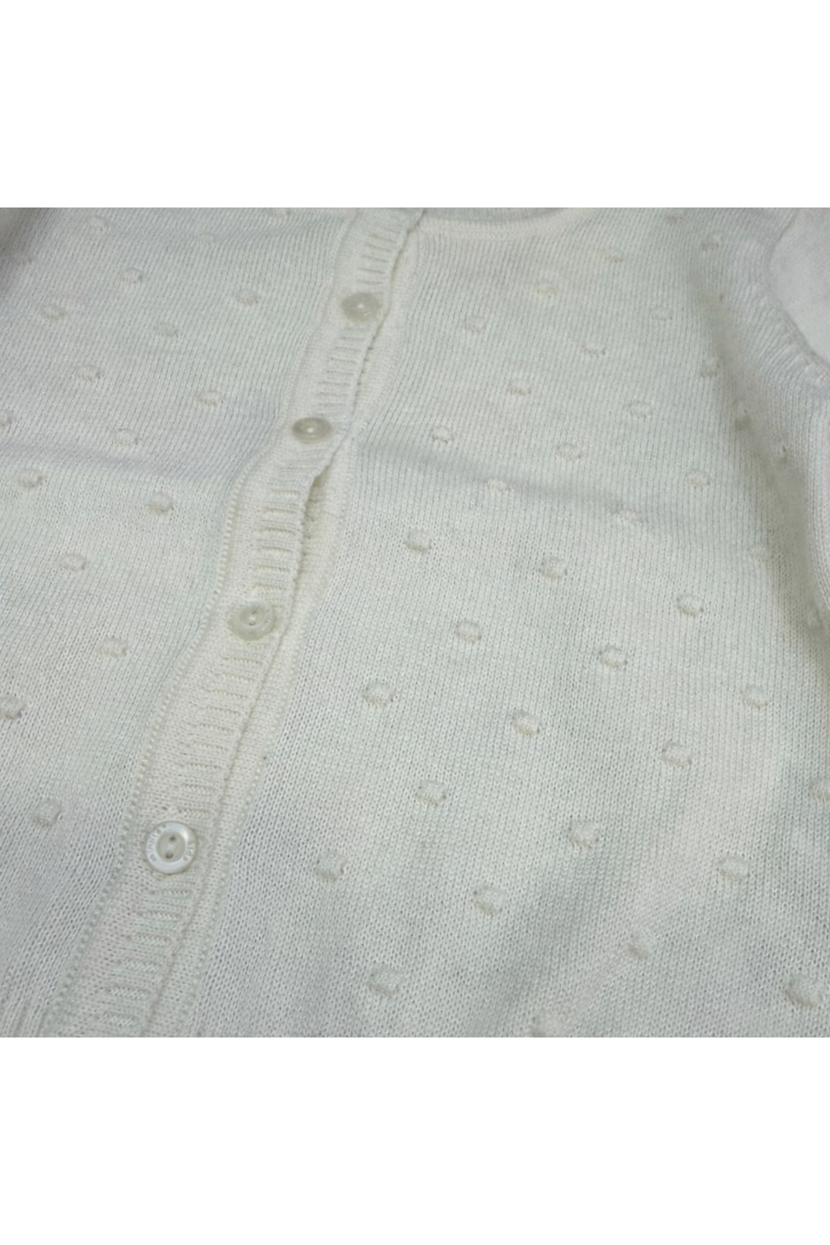 Minora Kız Bebek Ekru Ponpon Dokulu Triko Bolero Ekru 1095 fotoğrafı 3 (önizleme)