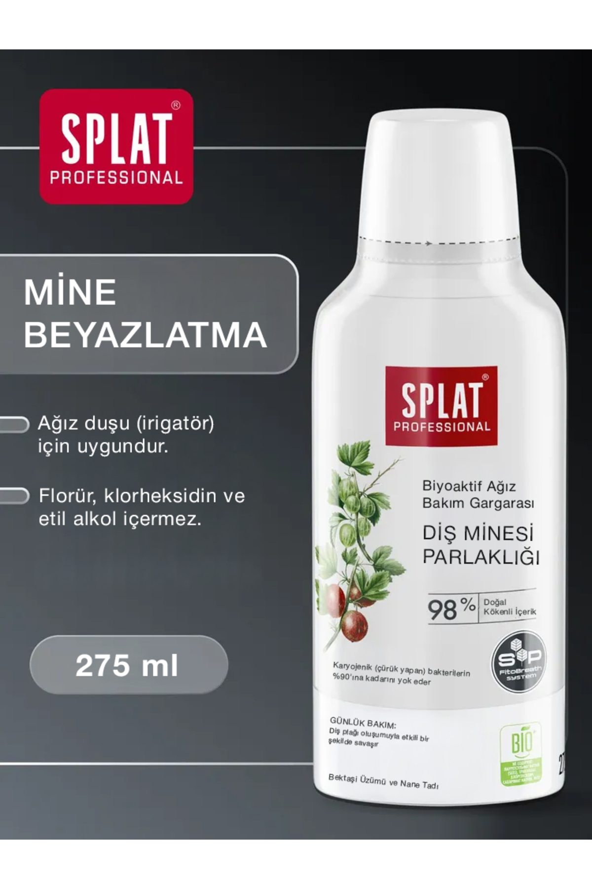 Splat Enamel Shine Ağız Gargarası Alkolsüz Diş Minesini Güçlendiren Ferah Nefes 275 ml - Fiyatı, Yorumları