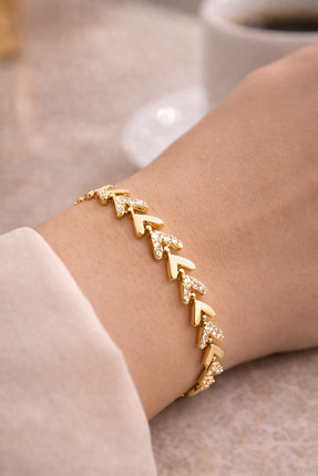 XUPİNGG Premium Taş Detaylı Xuping Altın Renk Çelik Bileklik – Zarif & Lüks T...