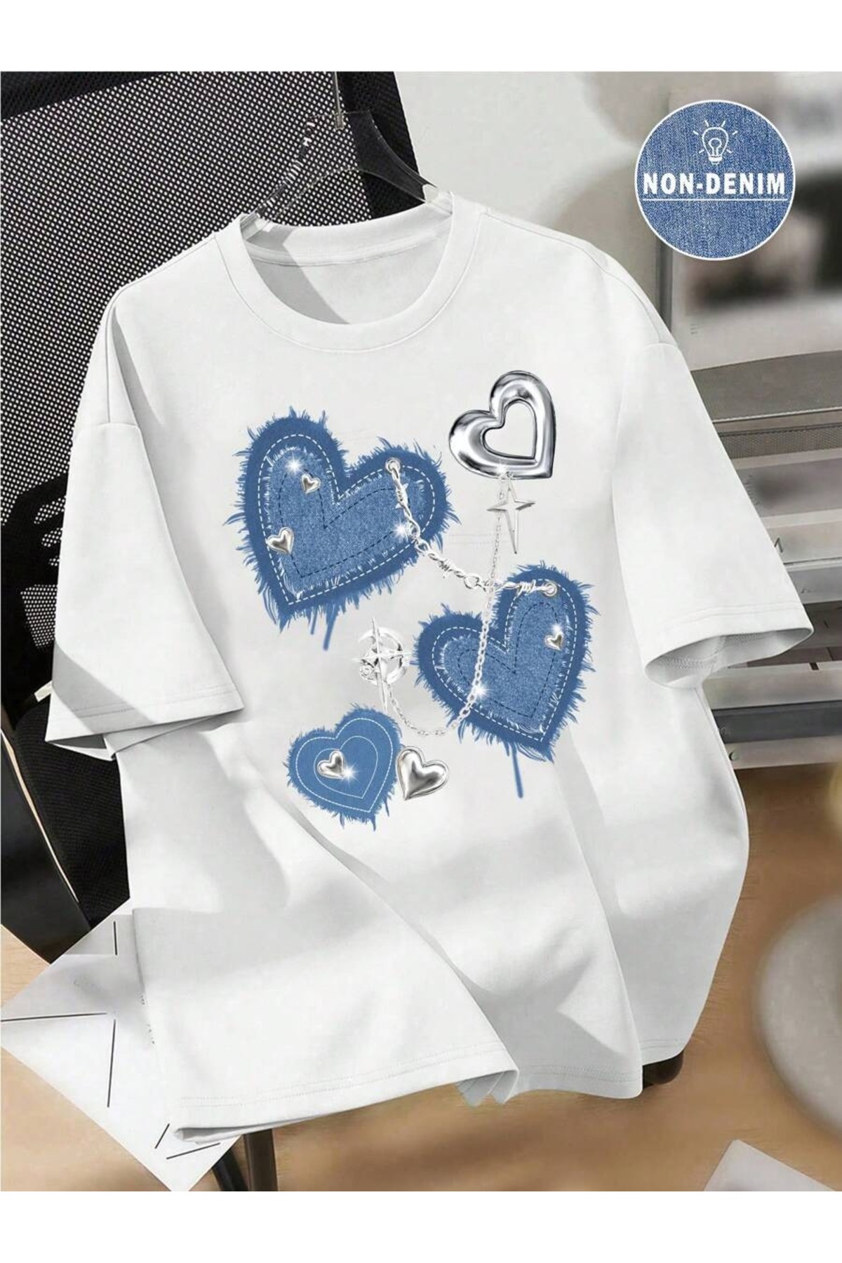 uyguntarz  Unisex Kalp Baskılı Tasarım Tshirt