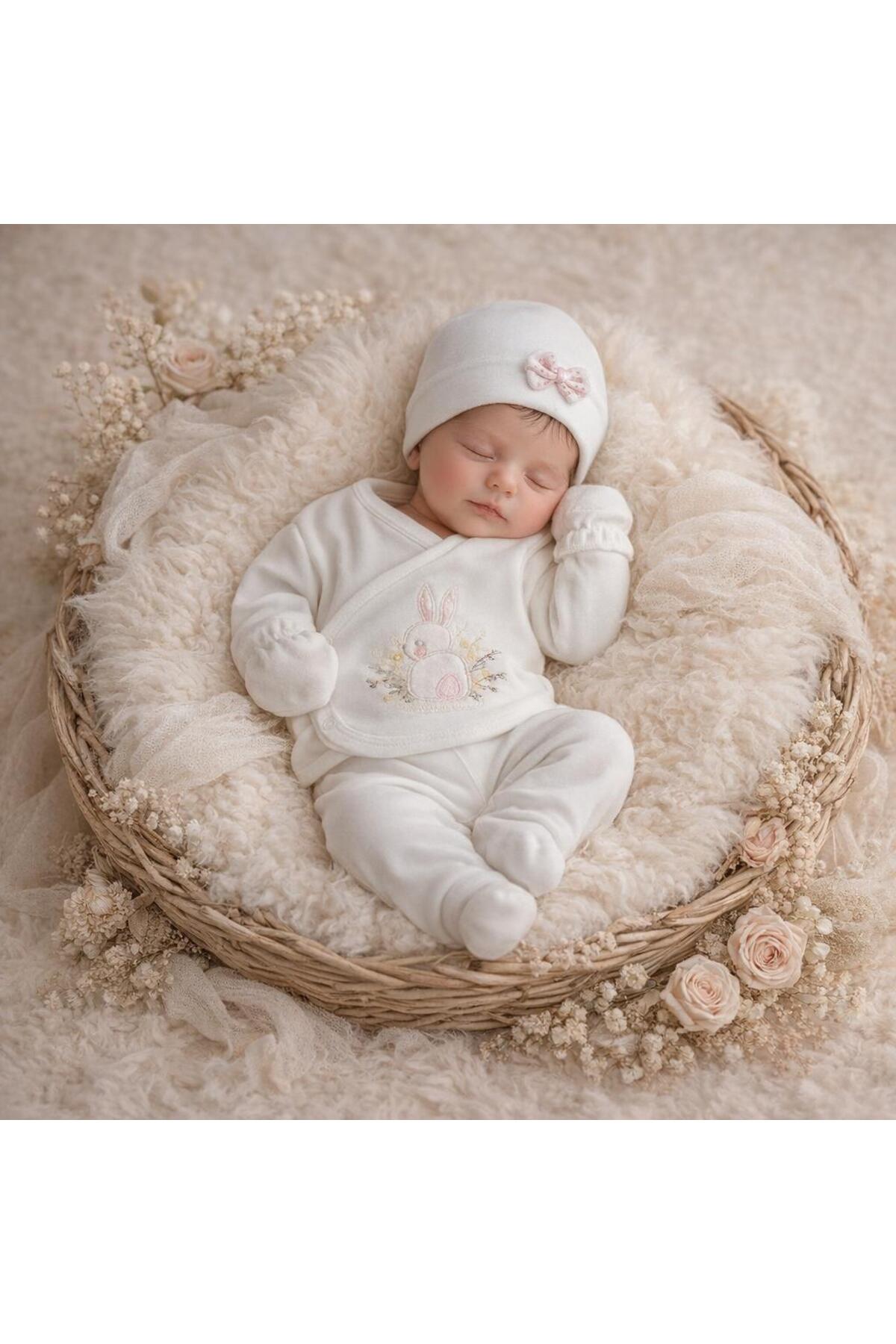 BYS BABY FASHION 10 Parça %100 Pamuklu Yenidoğan Kız Bebek Hastane Çıkış Zıbın Seti (Kutulu)0-3 Ay fotoğrafı 6 (önizleme)