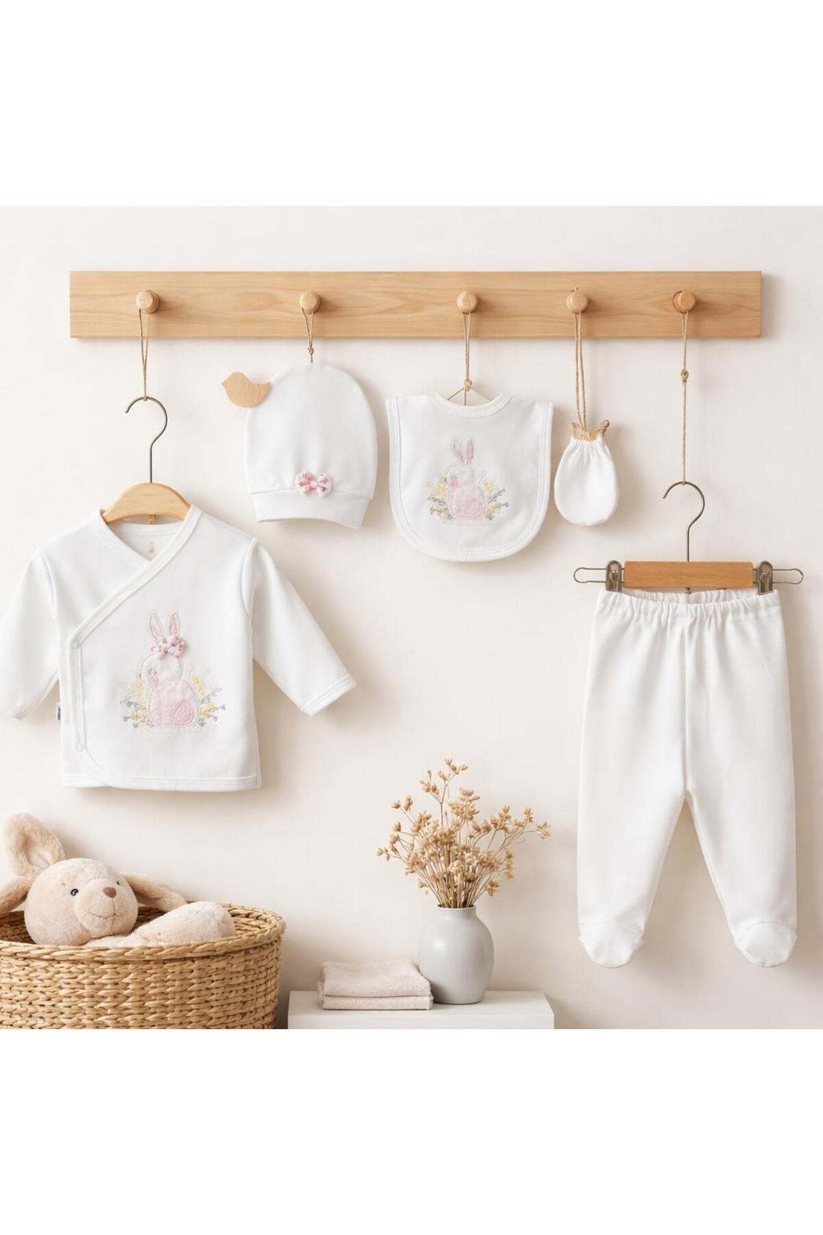 BYS BABY FASHION 10 Parça %100 Pamuklu Yenidoğan Kız Bebek Hastane Çıkış Zıbın Seti (Kutulu)0-3 Ay fotoğrafı 7 (önizleme)