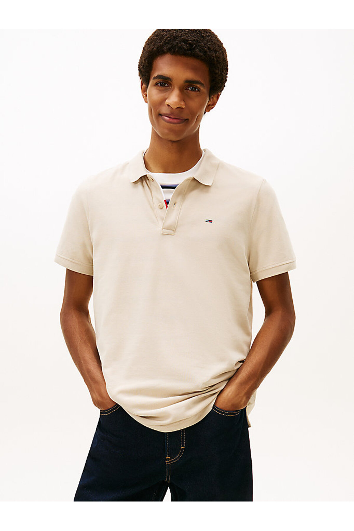 تامی هیلفیگر تی‌شرت یقه گرد مردانه TJM مدل Slim Fit Polo