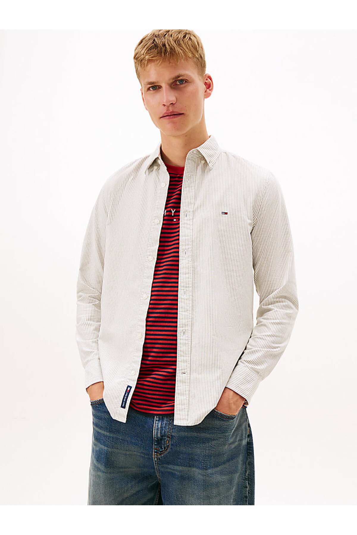 تامی هیلفیگر پیراهن مردانه TJM Slim Stripe Oxford