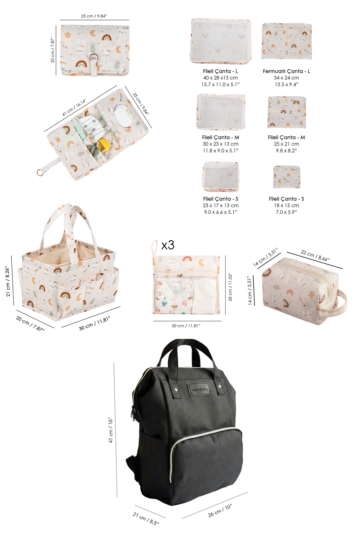 Meleni Baby 13'lü Yenidoğan Hastane Doğum Organizer Seti- Bebek organizer,Anne Sırt Çantası,Anne Bebek Seti fotoğrafı 2 (önizleme)