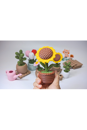 3D snaxx Modern Ayçiçeği Mini Saksı – Dekoratif Çiçek