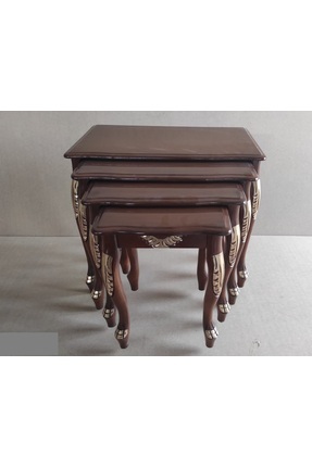 KS OYMALI (işlemeli) DÖRTLÜ MODERN LÜKENS SEHPA CEVİZ RENK (kahverengi)