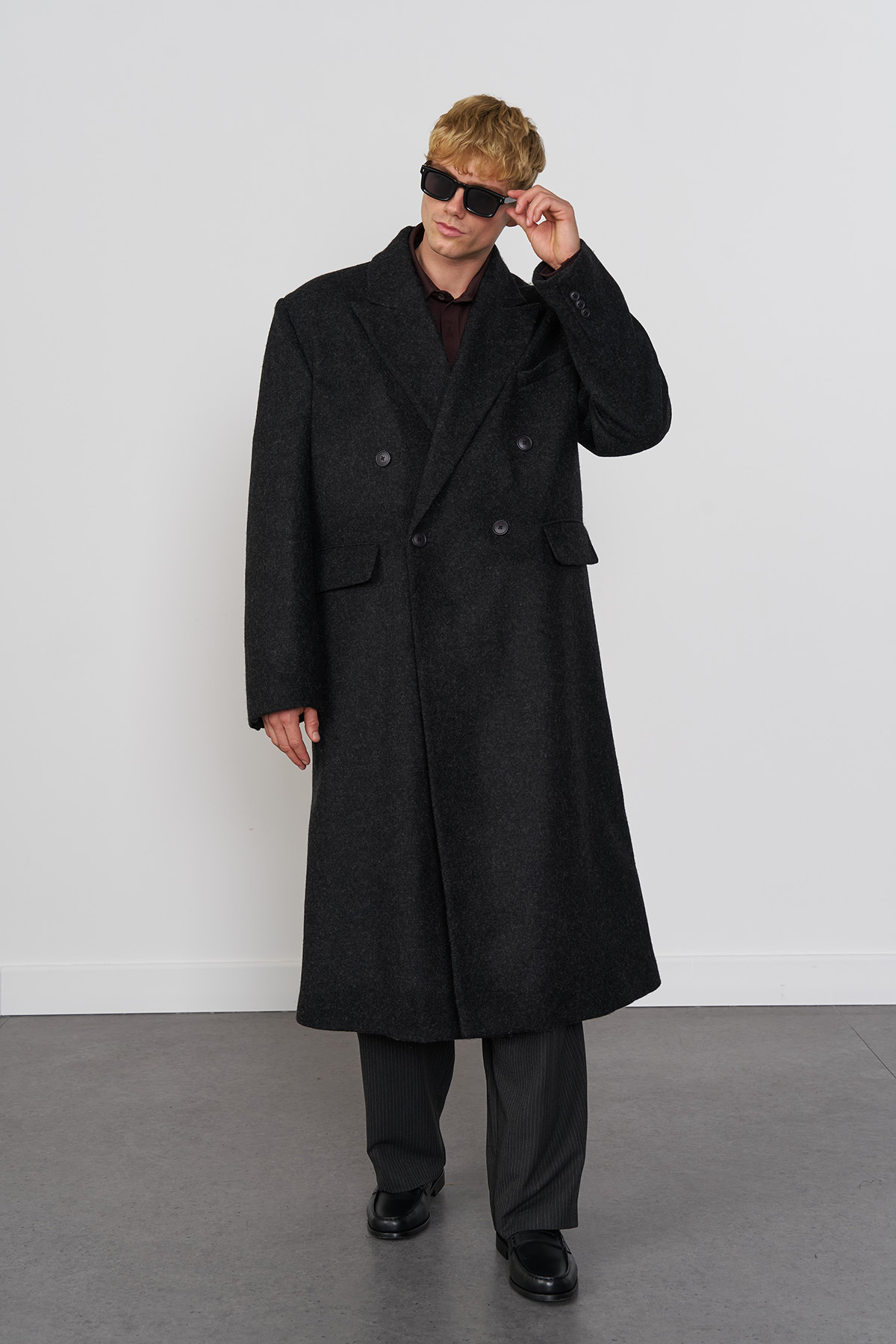 Beyyoglu  Yün Karışımlı Oversize Kaşe Kaban - Görsel 2