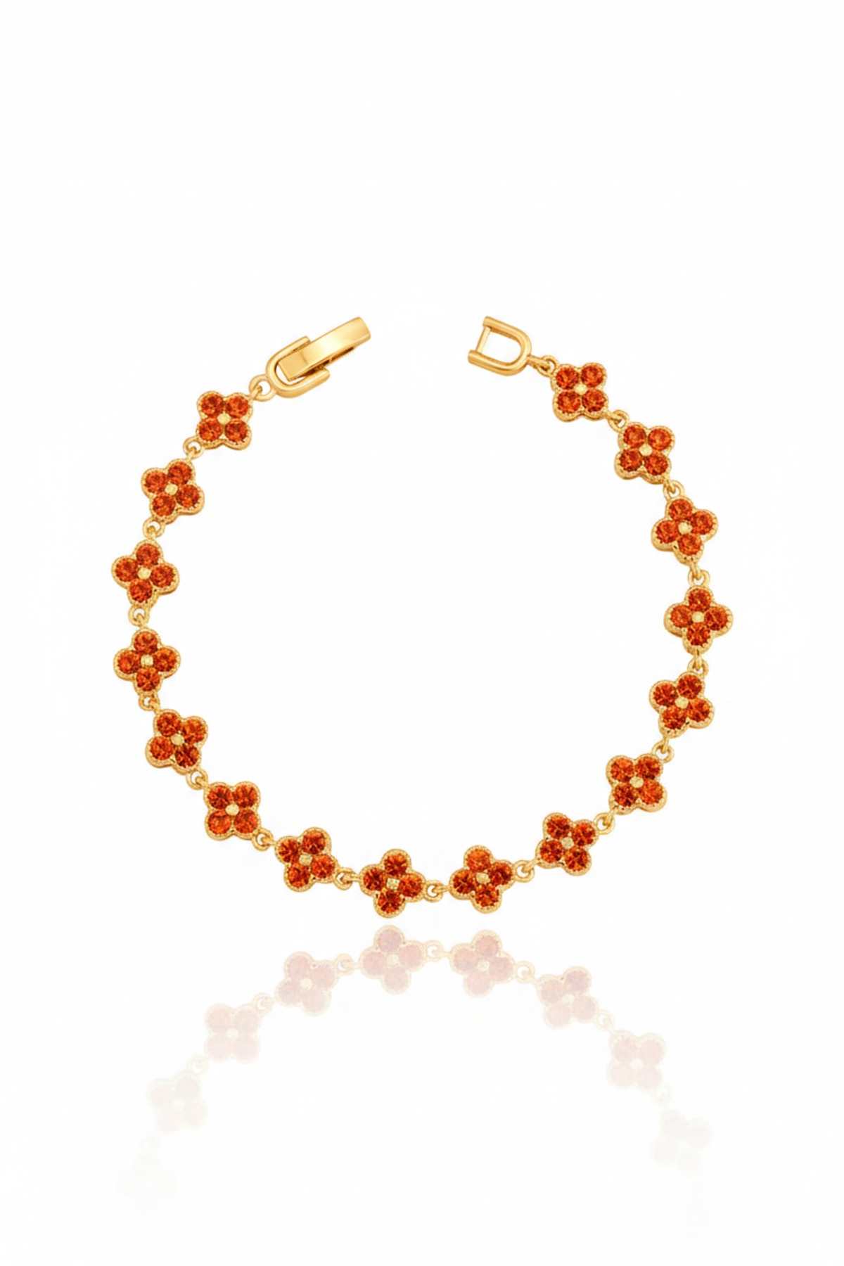 316L Stainless Steel Zircon Stone Clover Shaped Women's Bracelet No Darkening