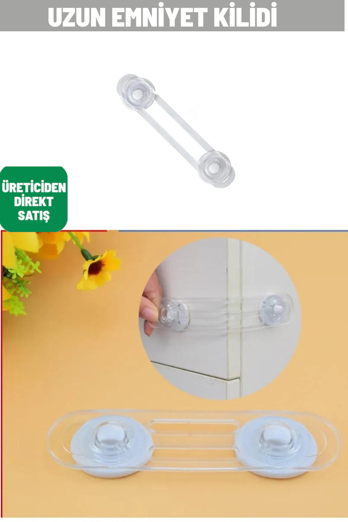 CocoVia Bebek Çocuk Dolap Kilidi Koruyucu ve Kilit Buzdolabı Kilidi Koruyucu Kilit Uzun Model fotoğrafı 7 (önizleme)