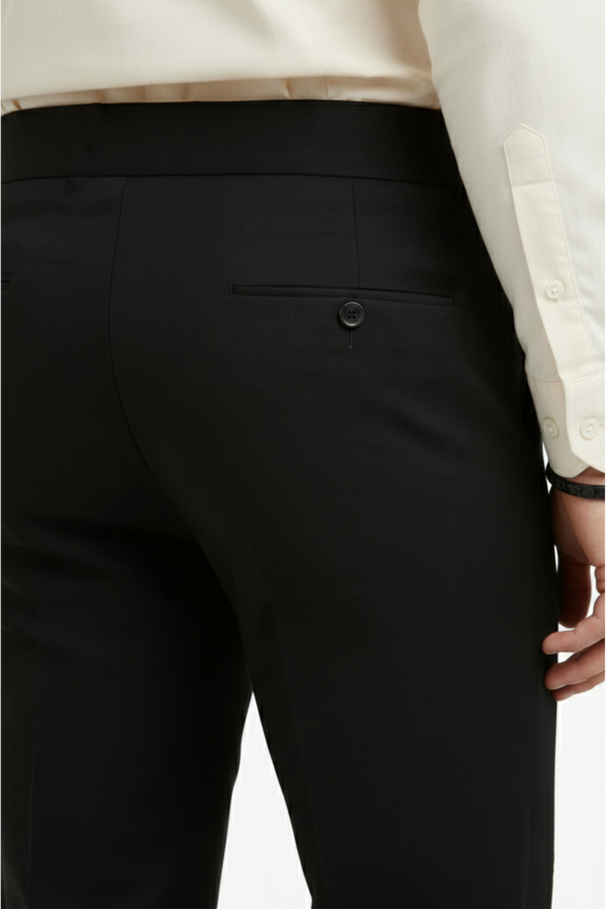 DeepSea  Erkek Siyah Likralı İtalyan Kesim Pileli Kemer Tokalı Şık Kumaş Pantolon 2601020 - Görsel 6