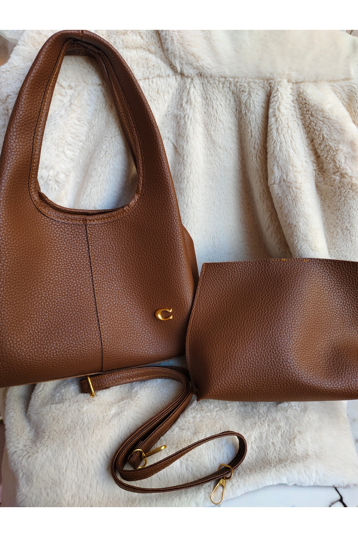 Tuel Women's Shoulder Bag Leather-Look – Portfolio Set with Detachable Strap
