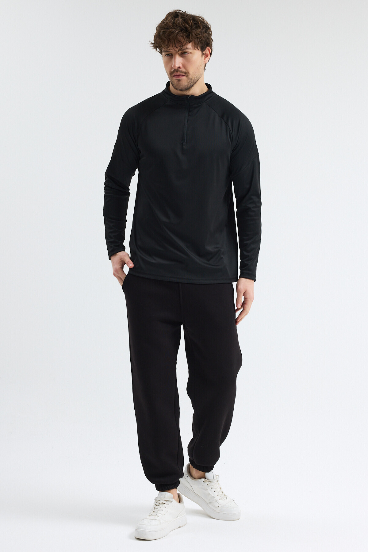 bh collection ERKEK ANTREMAN SPOR CEKET HIZLI KURUMA YARIM FERMUARLI görsel 7