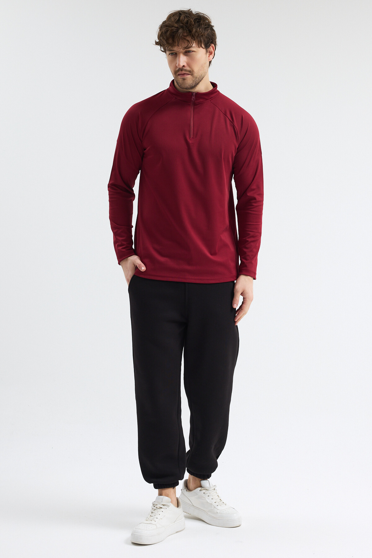 bh collection ERKEK ANTREMAN SPOR CEKET HIZLI KURUMA YARIM FERMUARLI görsel 3