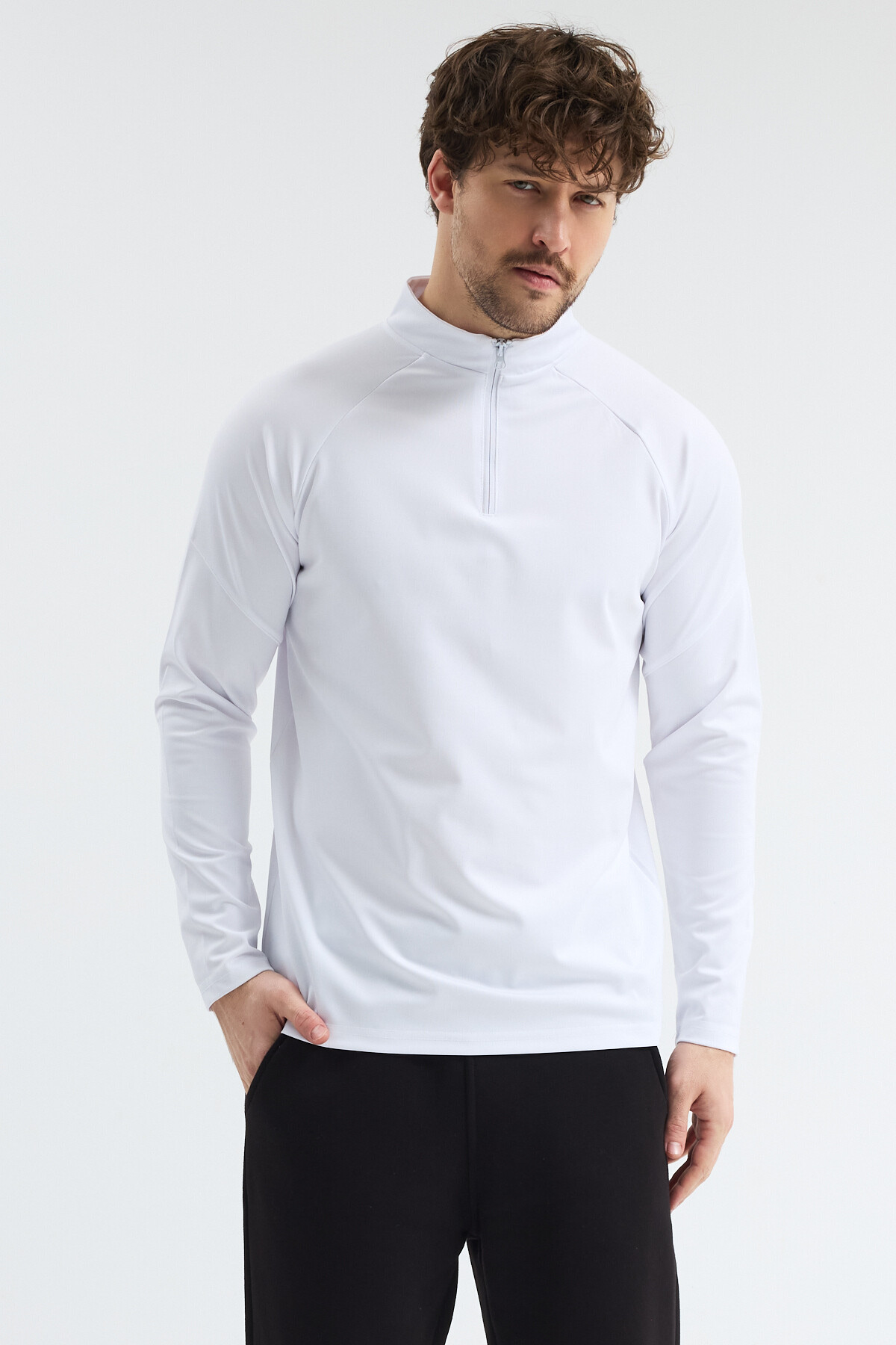 bh collection ERKEK ANTREMAN SPOR CEKET HIZLI KURUMA YARIM FERMUARLI görsel 6