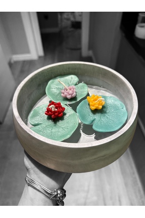 SCA CANDLE Suda Yüzen Nilüfer Çiçeği Mumlu Kase Modern Dekoratif Soy Mum