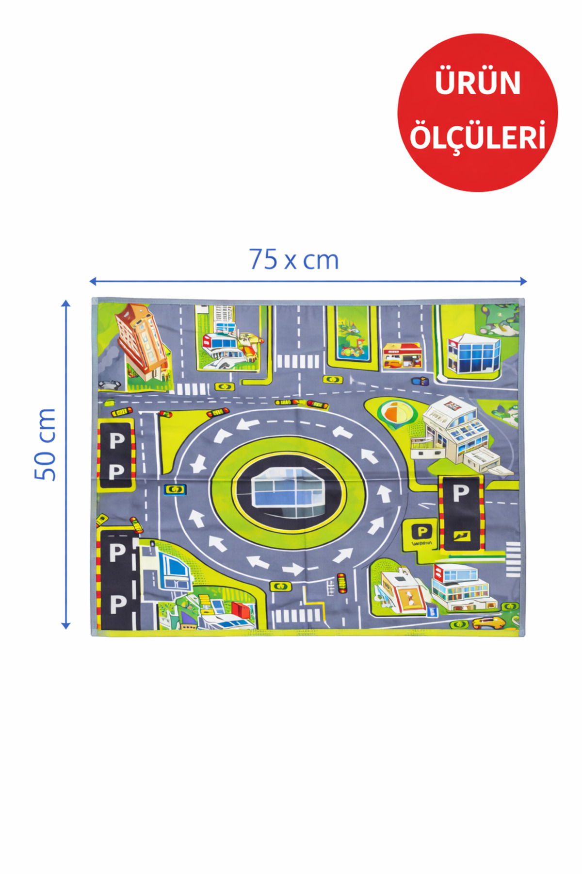 MEDUSHOP Çek Bırak Arabalı Oyun Halısı Seti Trafik Şehir Desenli Çocuk Oyun Matı 3 Araba fotoğrafı 6 (önizleme)