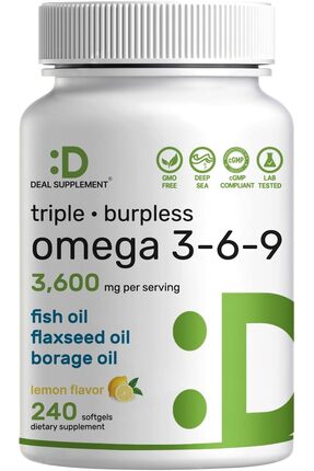 DEAL SUPPLEMENT Triple Omega 3-6-9 Fish Oil Flaxseed Oil Borage Oils High EPA...