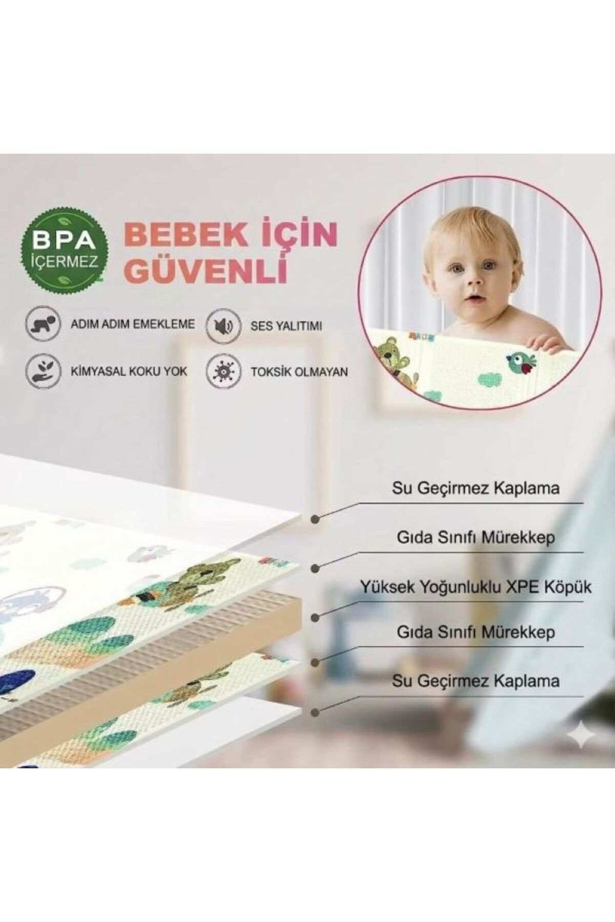ınfotıme hobby Happy Deer Katlanabilir Oyun Matı 2si 1 Arada 4 Kenar Havuz Çit Modeli- 120*180*0,7mm Taşıma Çantalı fotoğrafı 7 (önizleme)