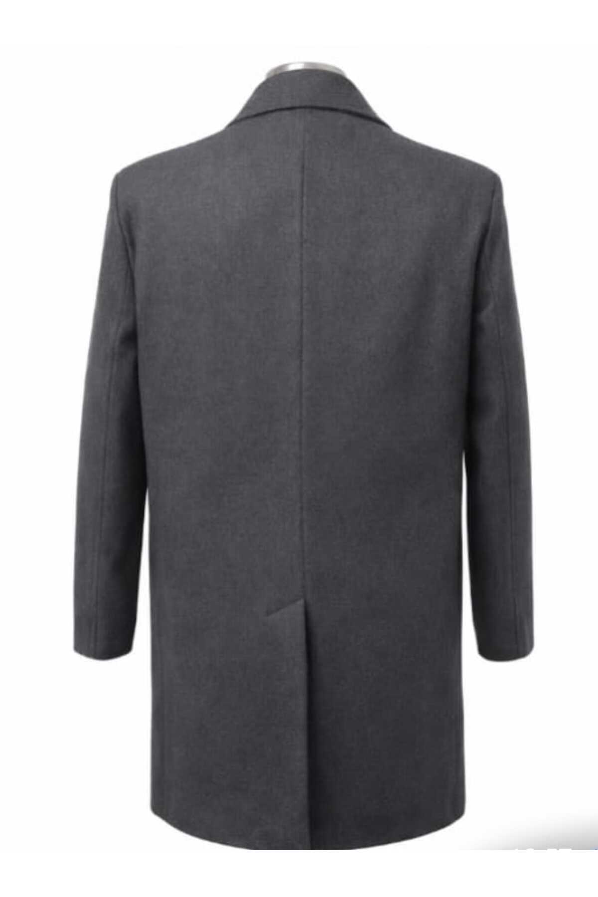 BY BEYEMS  BEYEMS GÜNLÜK KLASİK SİYAH BATTAL ERKEK PALTO - Görsel 3