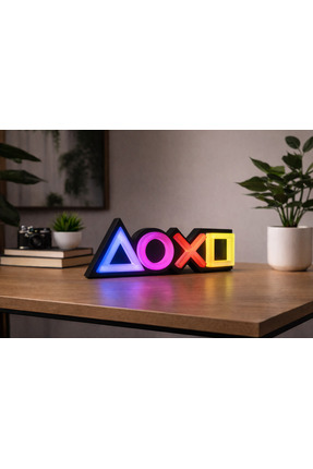 GM3dConcept PlayStation Sembolleri 3D Baskı Dekoratif LED Işıklı Masa Üstü Oy...