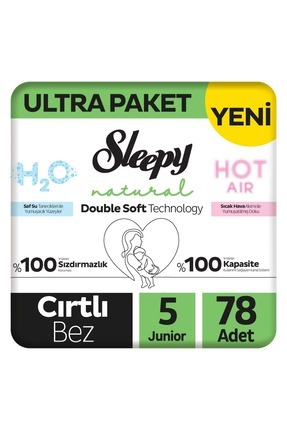 Sleepy Natural Double Soft Ultra Paket Bebek Bezi 5 Numara Junior 78 Adet