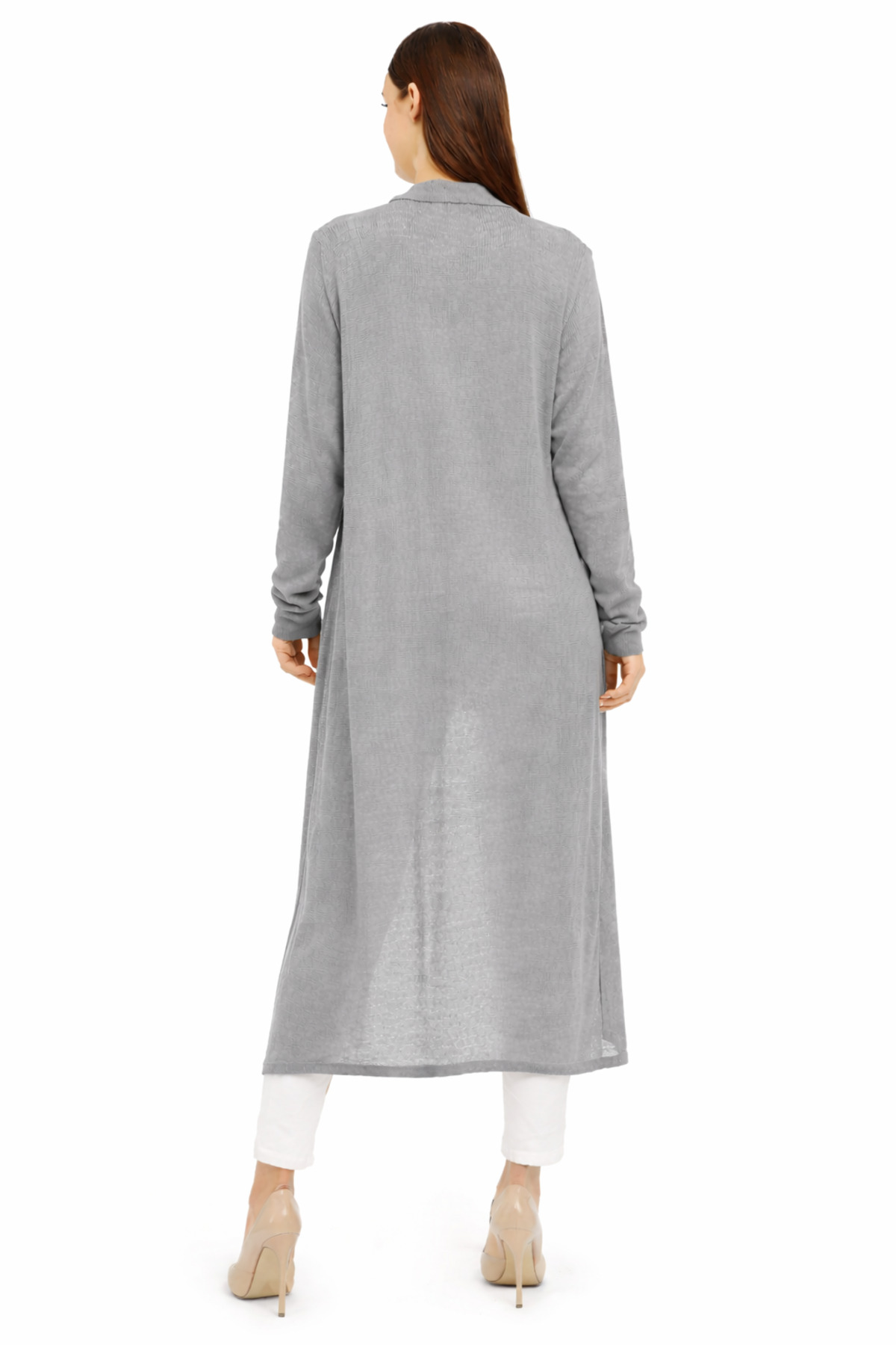 Neden Tekstil  Uzun İnce Triko Hırka Düz Kesim Mevsimlik Salaş Hırka - Görsel 2