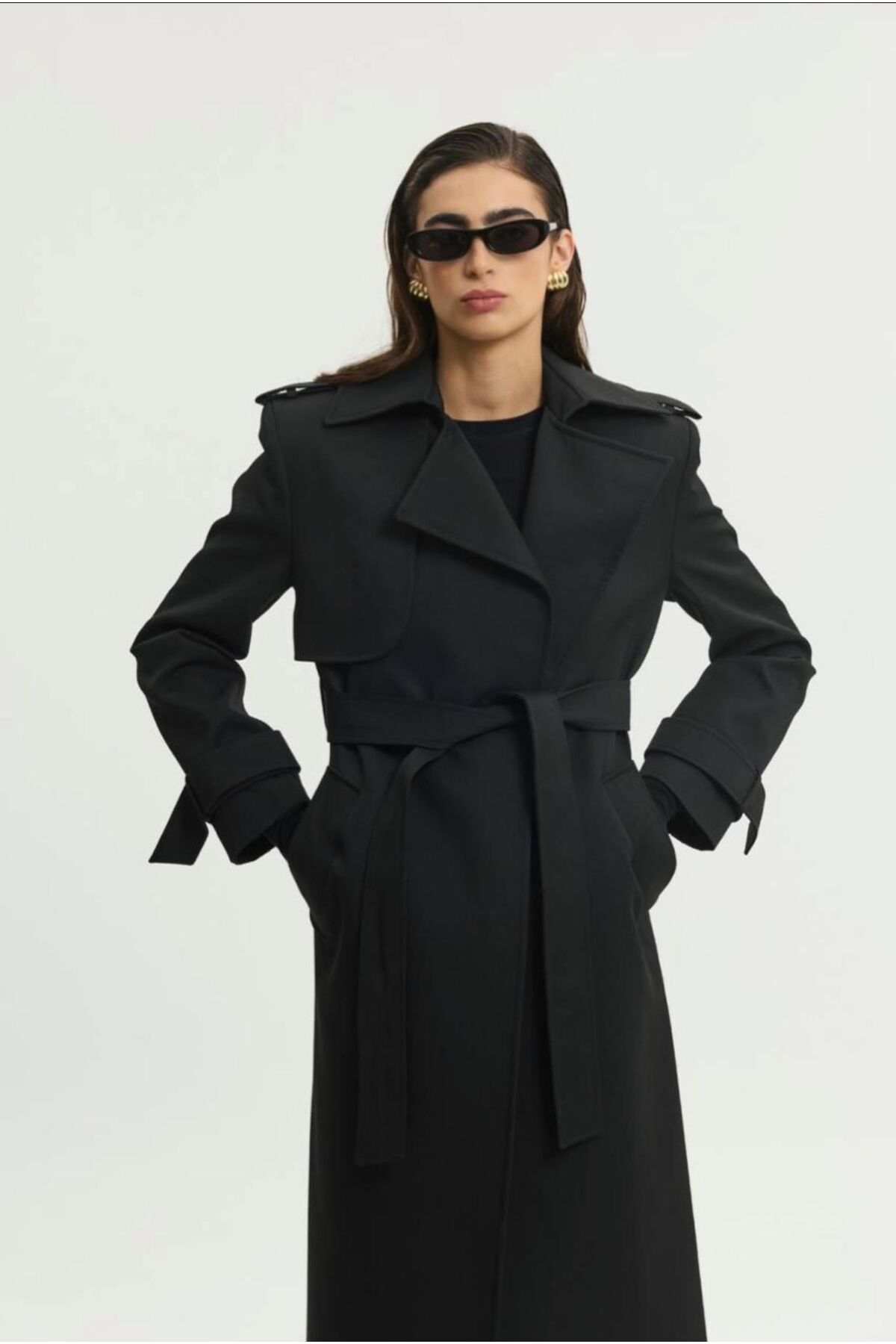 inmuse Premium Gabardin Vatkalı Uzun Trençkot