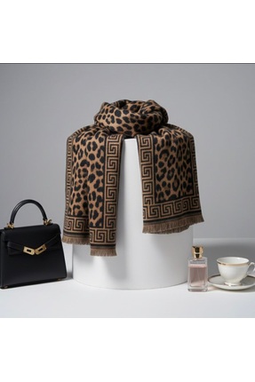 Medtoka Kahverengi leopar desenli şal✨️