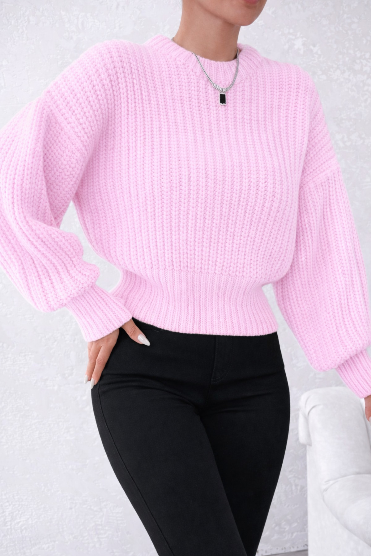 SÇLK TEKSTİL  BALON KOL KADIN KAZAK - Görsel 5