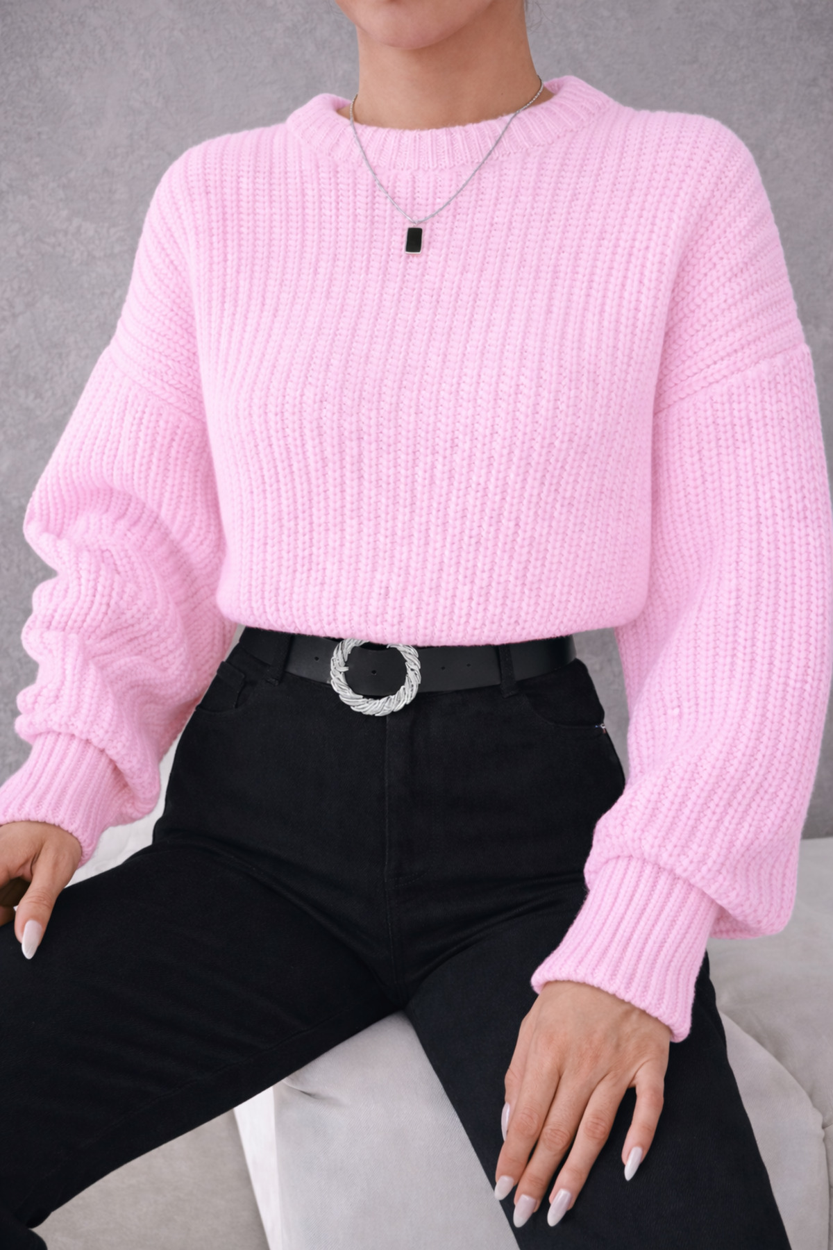 SÇLK TEKSTİL  BALON KOL KADIN KAZAK - Görsel 2