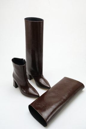 SNİCKER Kadın Kırışık Rugan Tak Çıkar 5cm Çizme