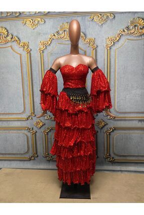 kostümland kırmızı pullu roman kıyafet seti