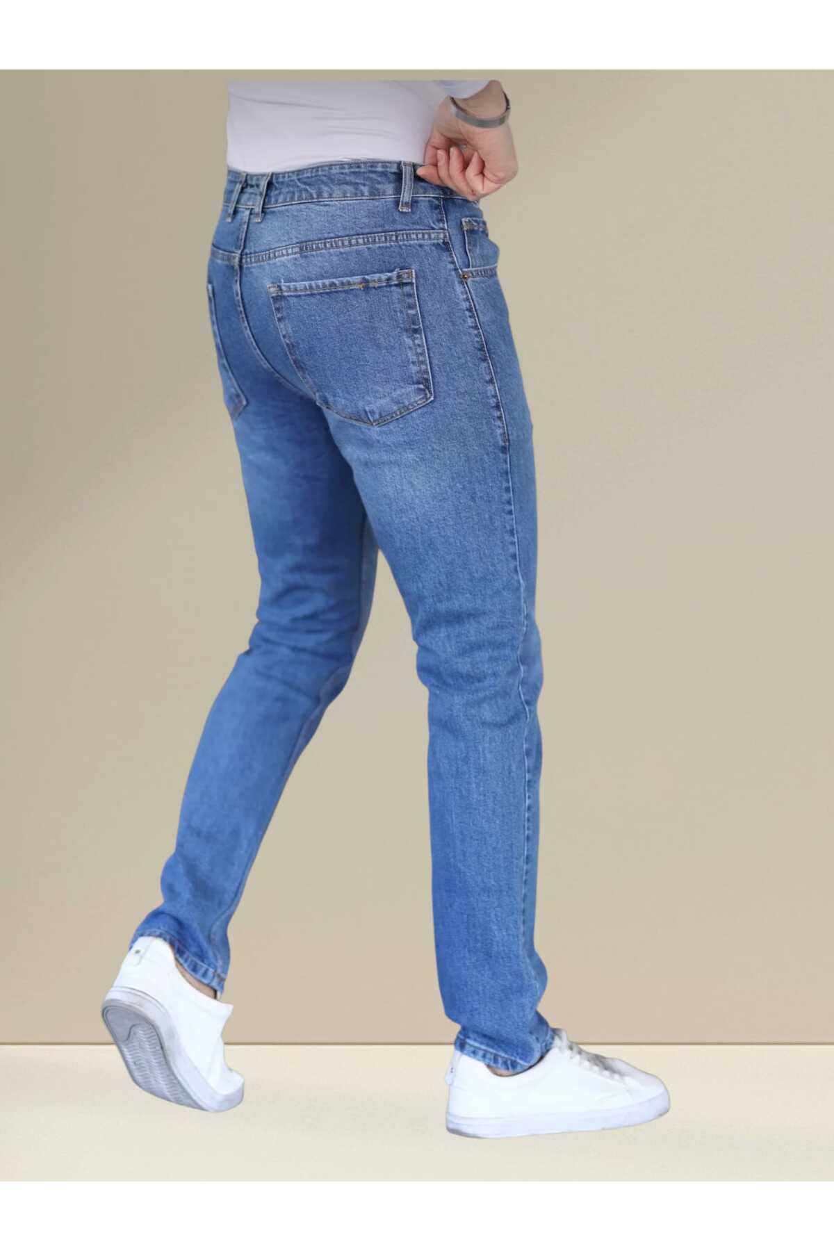 KING SEZAR  Erkek Kot Pantolon Fit Boru Paça Esnek Likralı Jeans Kot Pantolon - Görsel 2