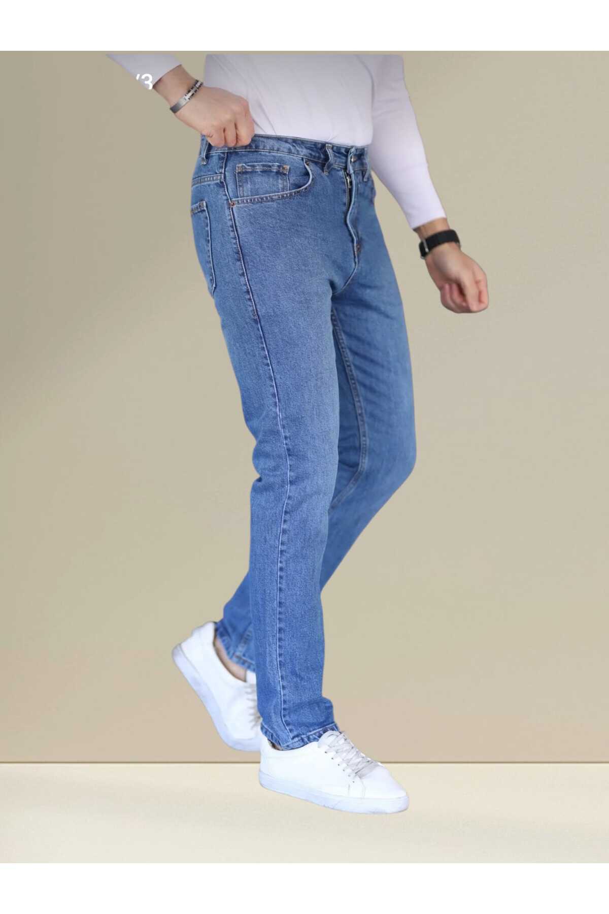 KING SEZAR  Erkek Kot Pantolon Fit Boru Paça Esnek Likralı Jeans Kot Pantolon