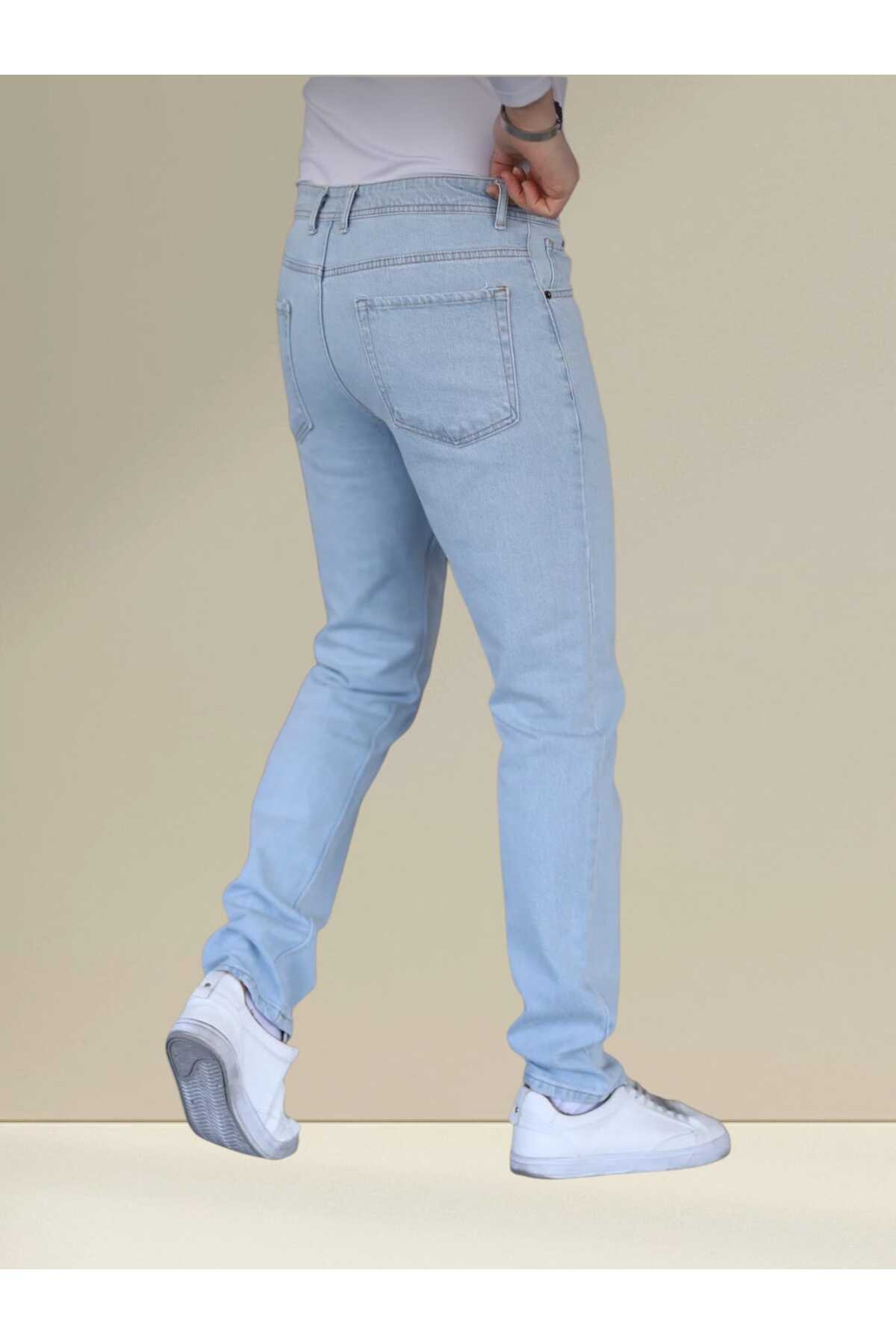 KING SEZAR Erkek Kot Pantolon Fit Boru Paça Esnek Likralı Jeans Kot Pantolon görsel 3