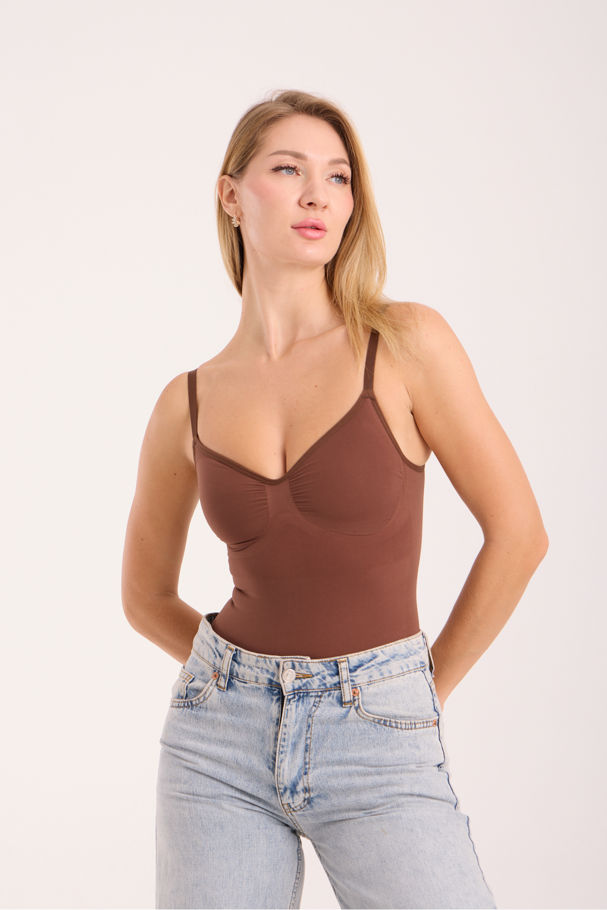 Seamless Cleavage Bodysuit Abdominal and Waist Tightening Body Model