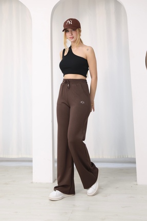 Sporza Kadın Modal Geniş Paça Yüksek Bel Eşofman Altı