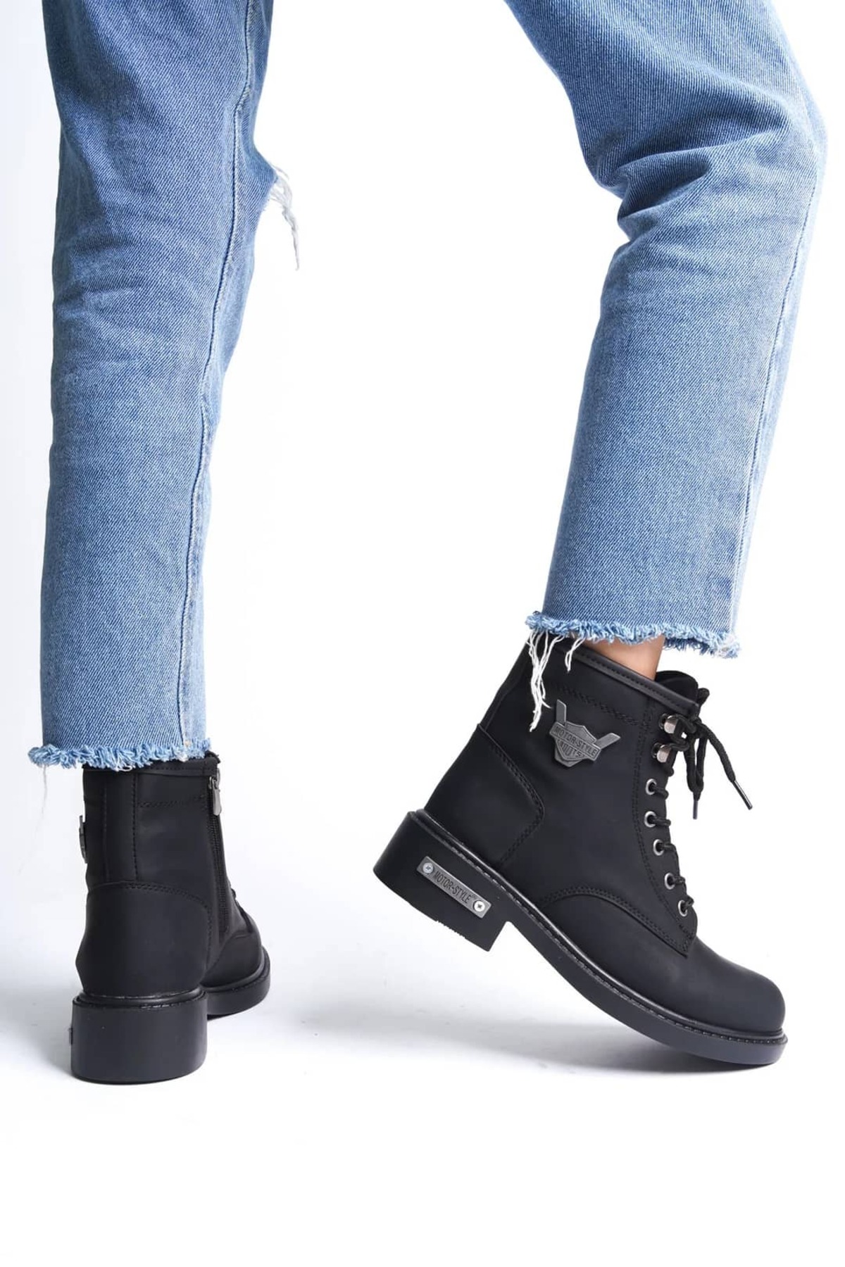 NAVİSHOES Siyah Unisex Kaymaz Sıcak Astar Fermuarlı Bilekte Bot Kadın Erkek 099NAV görsel 3