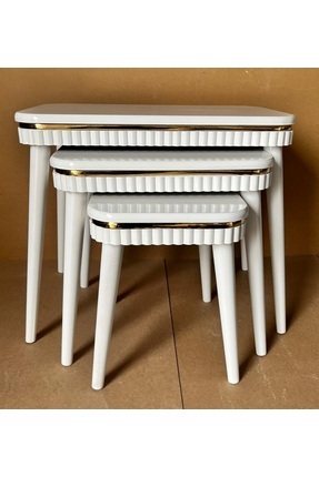 KS BEYAZ RENK ŞERİTLİ SARAY MODEL ÜÇLÜ (3) ZİGON SETİ