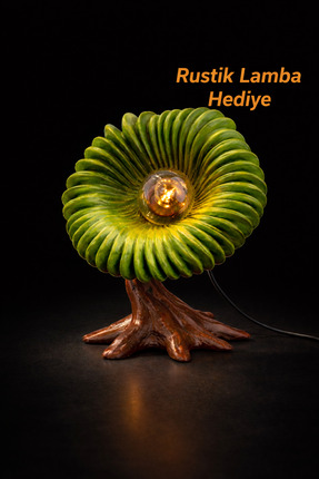 ZORO Doğal Ağaç Tasarımlı Yeşil Yapraklı Masa Lambası | Dekoratif LED Ampullü