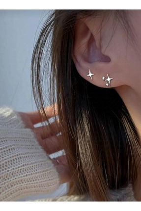 Lavinza Takı Kadın Zarif Minik Yıldız Çelik Gümüş Küpe