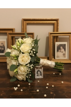 DKD Gelin Buketi Anı Charmı - İğneli Gelin Çiçeği Hatıra Çerçevesi -Düğün Hat...