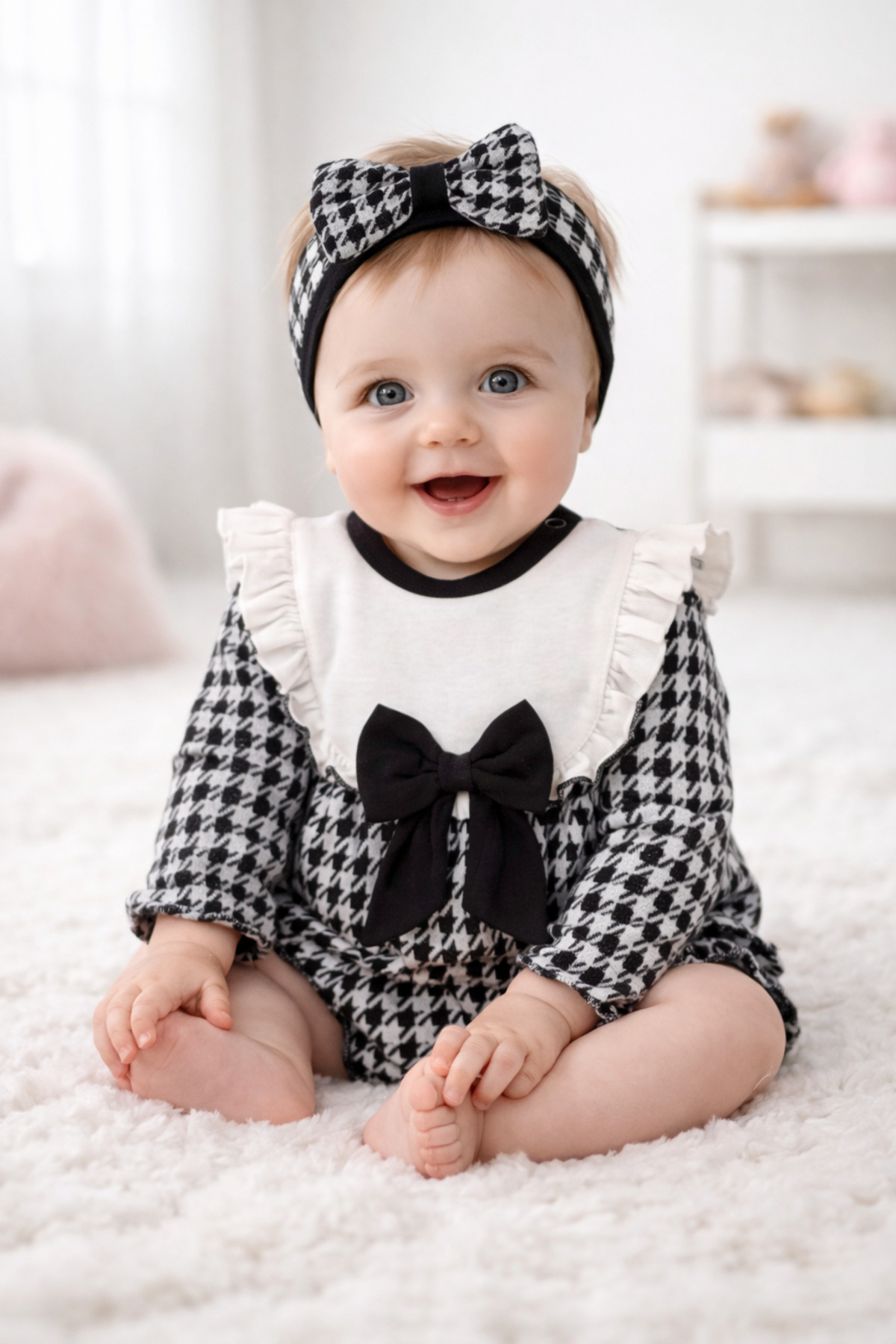 Goosefoot Pattern Baby Girl Romper