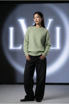 LWL Bisiklet Yaka Yumuşak Dokulu Işıltılı Triko Kazak